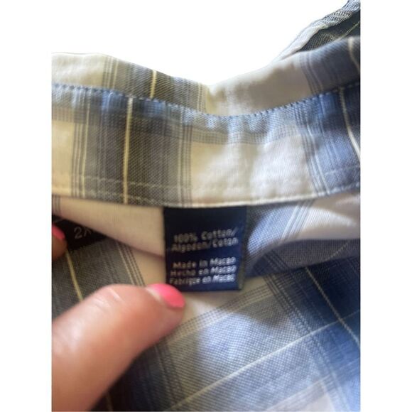 Roper Men's Blue & White Plaid Flannel Short Sleeve Buttons Down Shirt Size 2XL - Picture 4 of 13